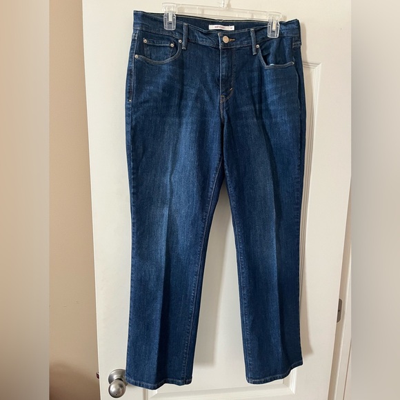 Levi's Denim - Levi’s 505 Straight Dark Wash Distressed Classic Blue Women's Jeans Size 12